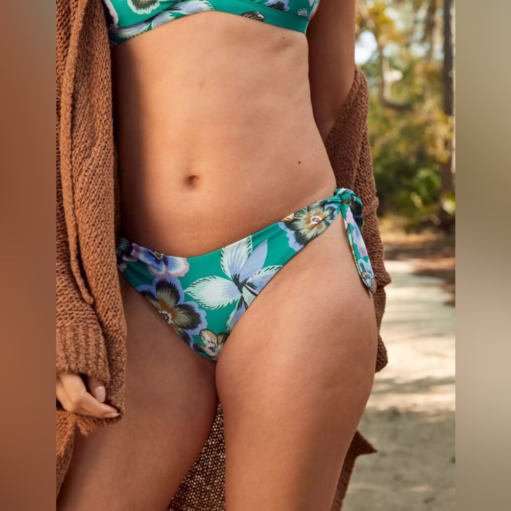 Aerie Printed Tie Super High Cut Cheekiest Bikini Bottom NWT